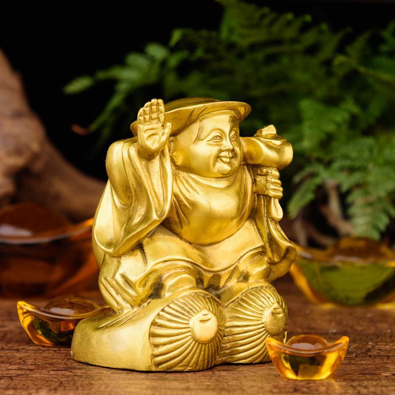 家柏饰(CORATED)大黑天佛像 藏传密宗铜招手像财富之神家居摆件