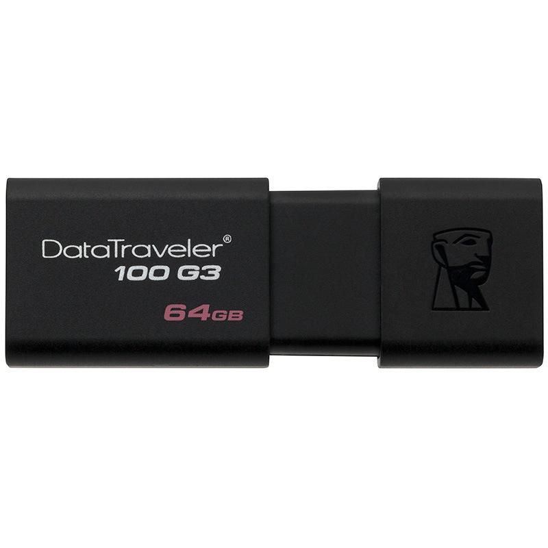金士顿(KINGSTON)64GB USB3.0 U盘 DT100G3 黑色 滑盖设计 时尚便利