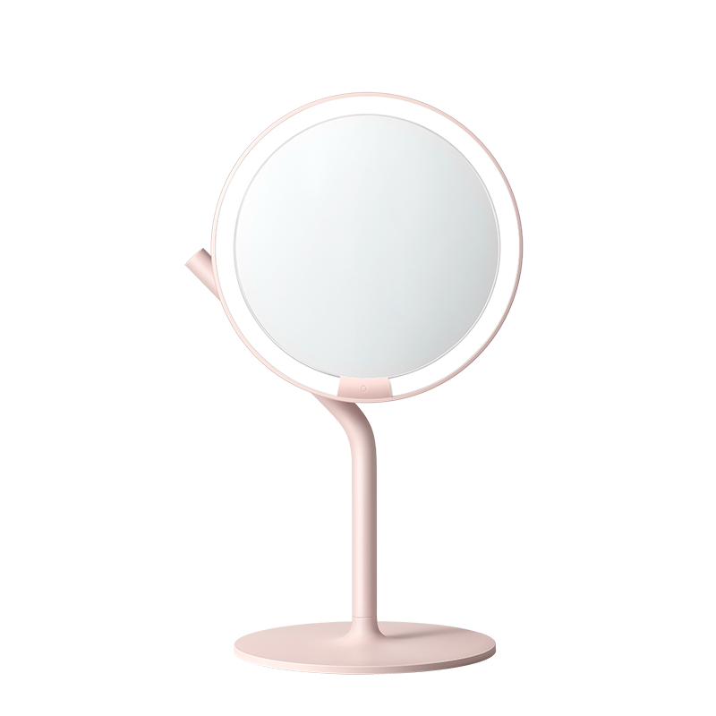 amiro觅光化妆镜带灯高清镜led化妆镜桌面台式镜子mini2长续航极简白