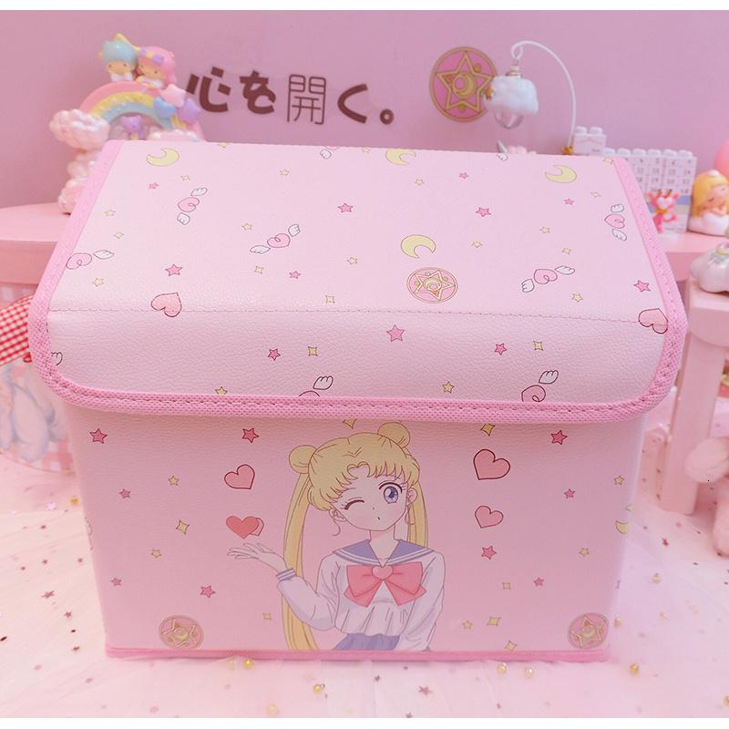 美帮汇粉色美少女桌面收纳盒屋子学生文具盒宿舍杂物收纳盒布艺折叠高清大图