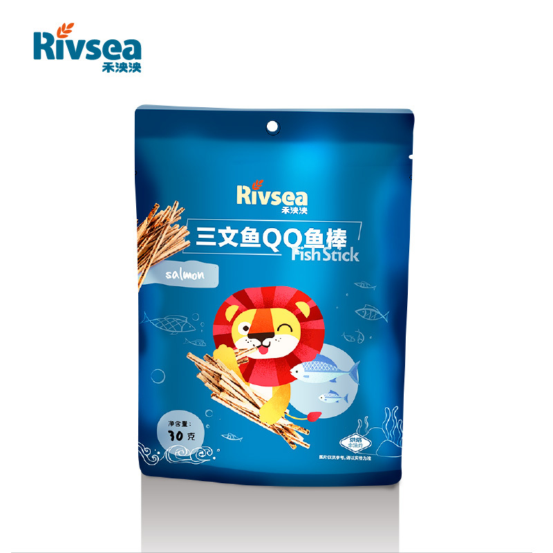 禾泱泱(Rivsea)三文鱼QQ鱼棒30克宝宝食品健康非油炸儿童食品营养零食 孕婴童点心类