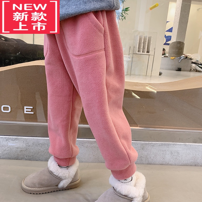 可莉允女童裤子儿童加绒运动裤2022新款童装宝宝摇粒绒保暖秋冬加厚长裤保暖裤