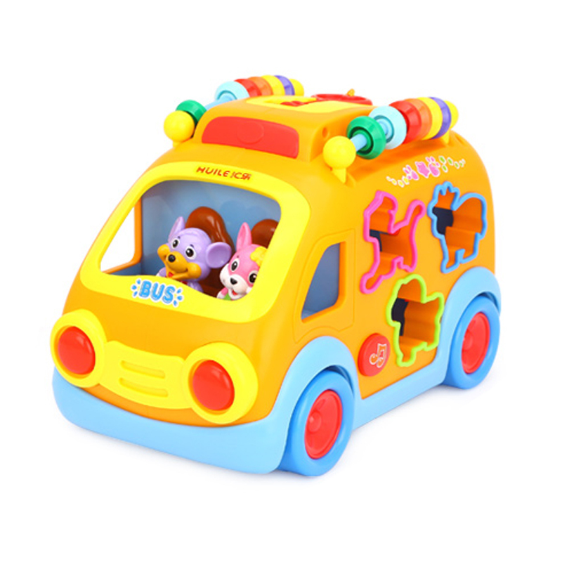 汇乐开心乐园巴士儿童早教万向电动小汽车玩具车013岁婴幼儿玩具988