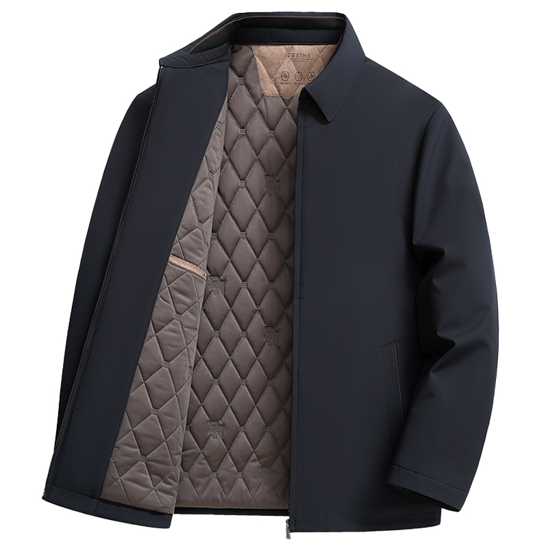 恒源祥男士爸爸装翻领夹棉加厚外套冬季棉袄中年棉衣商务休闲棉男高清大图