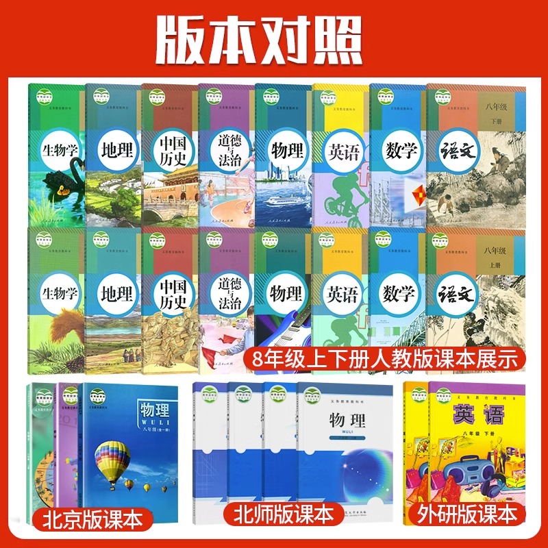 语文 人教版 八年级上 [正版]2024五年中考三年模拟八年级上册下册语文数学英语物理化学历史地理生物政治5年中考三年高清大图