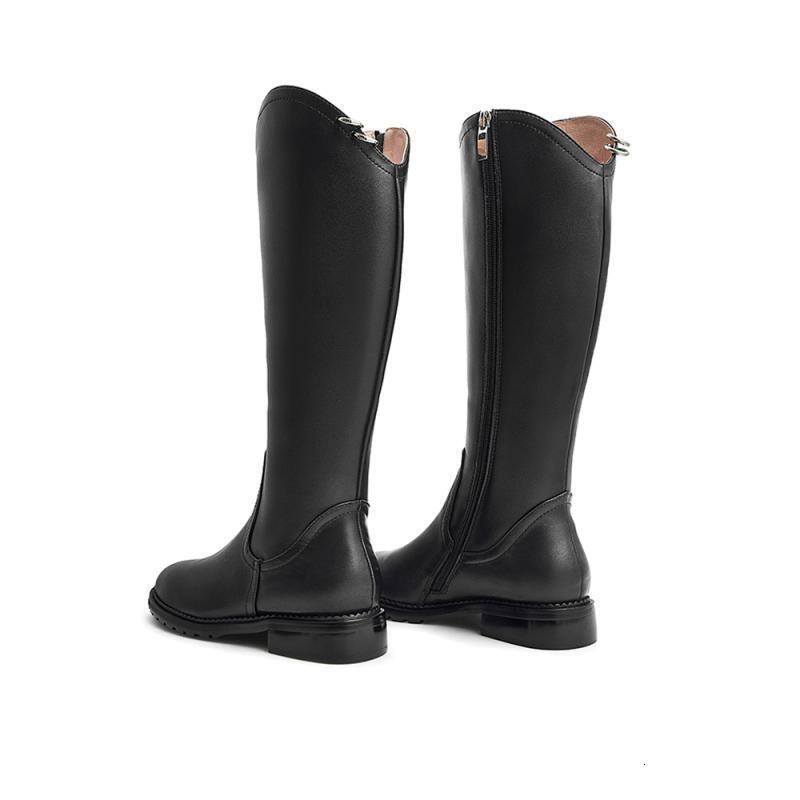 天美意(teenmix)靴子女素人女鞋复古气质骑士靴女皮长靴1gx01dg1