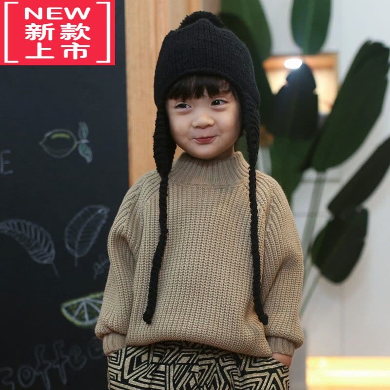 可莉允砚台家韩版儿童毛衣男女童半高领粗针宝宝套头2022秋冬新款加厚潮图片