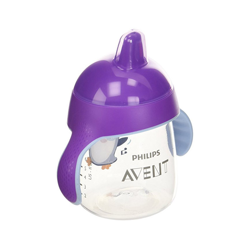 新安怡(Avent)企鹅防漏学饮杯PP材质 练习水杯 9oz 1个装 紫色 260ml
