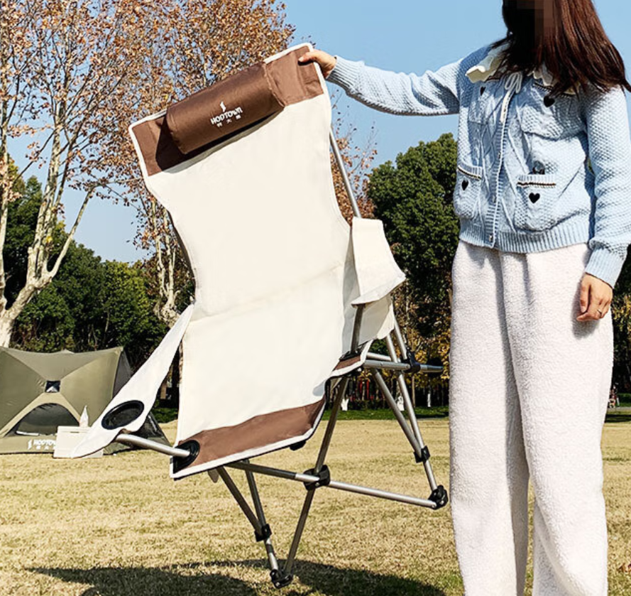 何大屋(Hodtown) 折叠椅马扎折叠凳钓鱼椅户外美术写生露营地摊便携式家用室椅子 折叠躺椅 HDW1730 米色高清大图