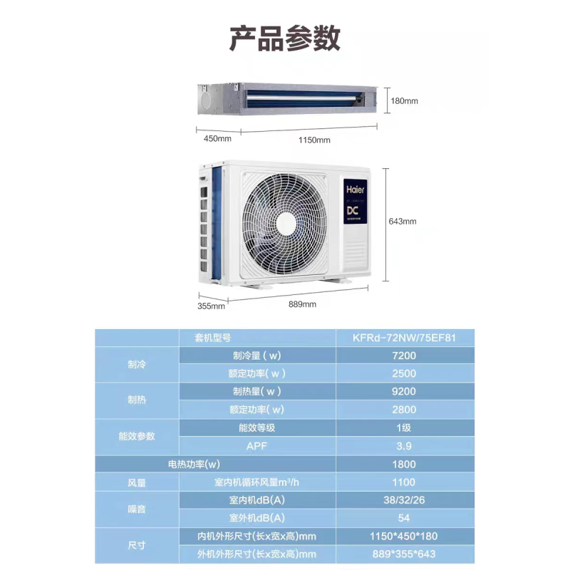 海尔(haier)中央空调 kfrd-72nw/75ef81报价_参数_图片_视频_怎么样