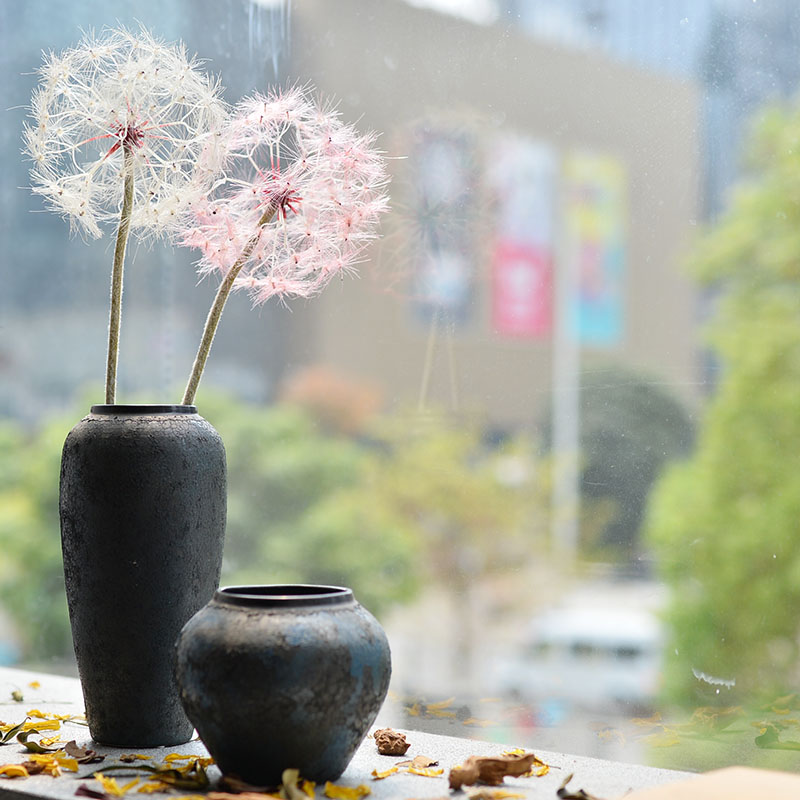景德镇粗陶陶瓷复古做旧陶罐客厅摆件干花花瓶插花创意装饰品花器 三维工匠 大花瓶高清大图