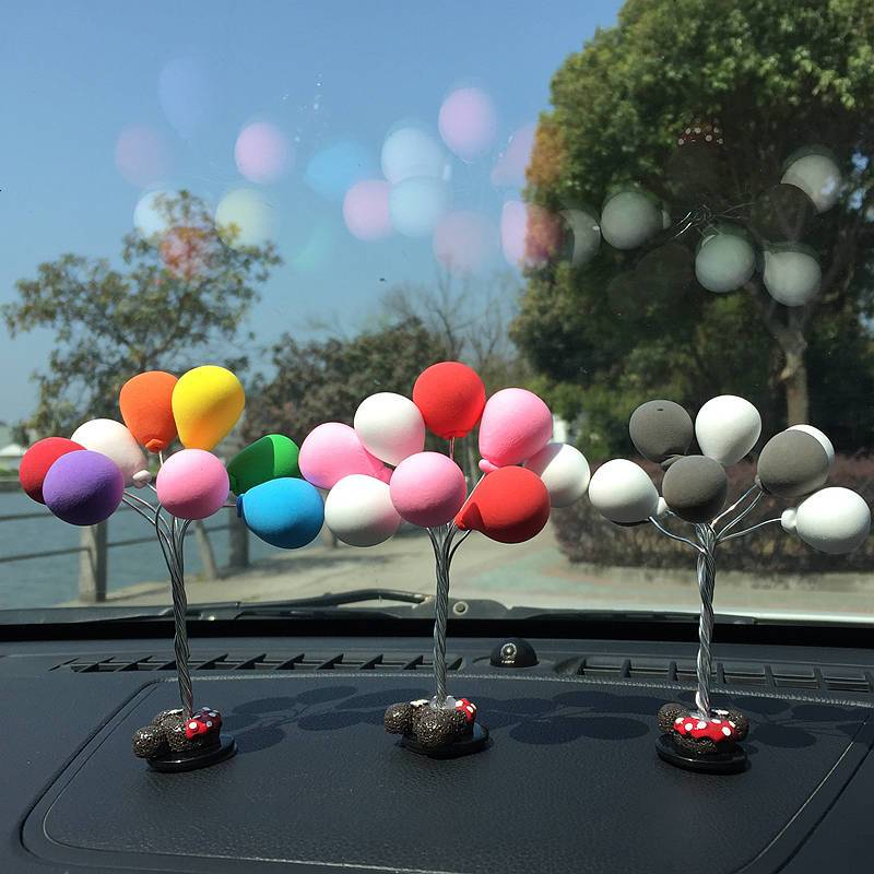 彩色气球可爱小清新迷你车内小饰品汽车车载仪表台女公仔摆件摆饰