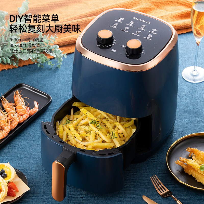 迈卡罗空气炸锅双旋钮调节不粘炸锅分体烤架提篮断电MC-KL466高清大图