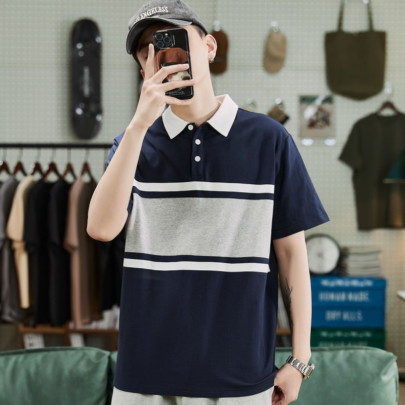 唐狮 男士polo衫短袖polo衫男短袖男polo拼接男polo衫