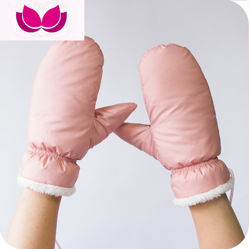 七斓秋冬季女款新款女士加厚保暖手套可爱羽绒棉手套防寒