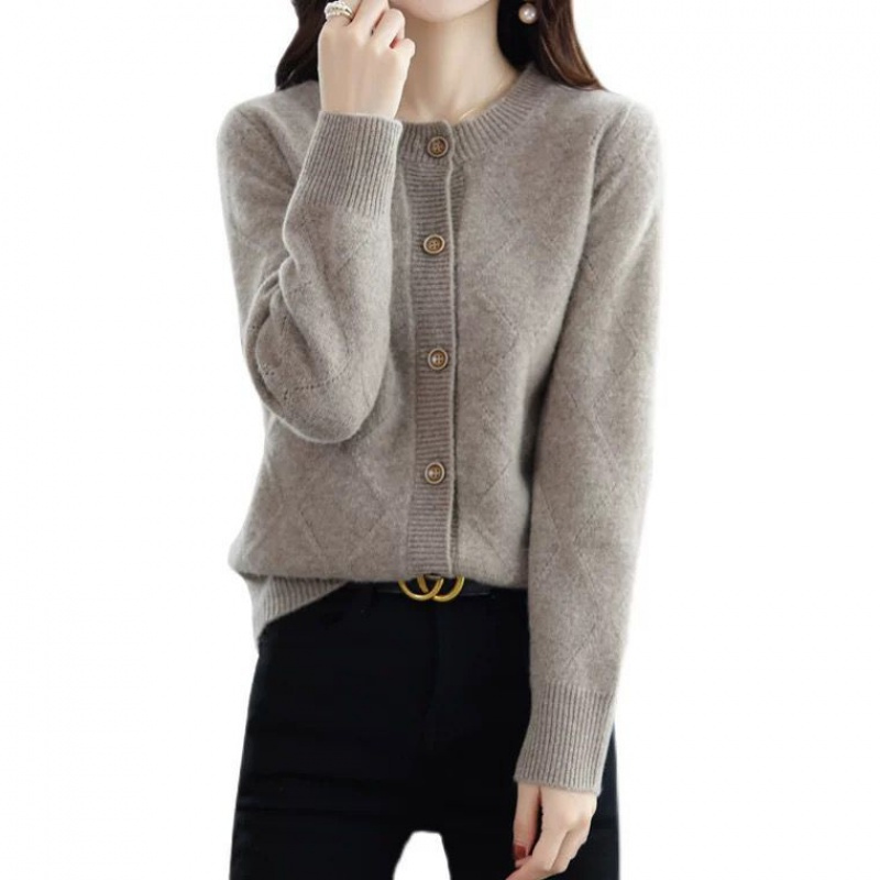 恒源祥羊毛衫女秋冬新款圆领毛衣羊绒开衫打底针织衫外套潮