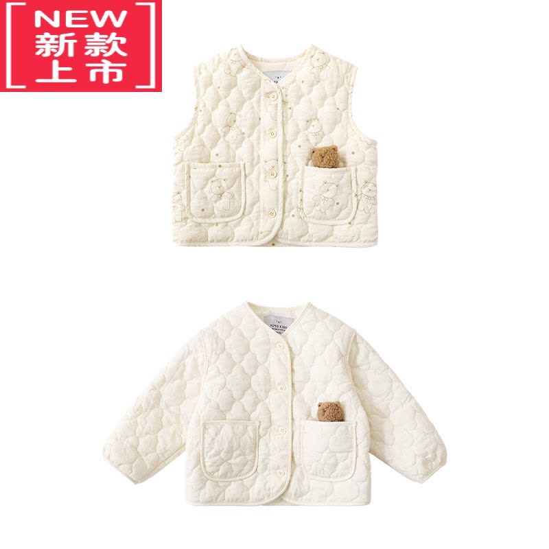 可莉允女童加厚棉衣可爱口袋小熊2022新款冬季宝宝保暖棉衣时尚百搭棉服图片