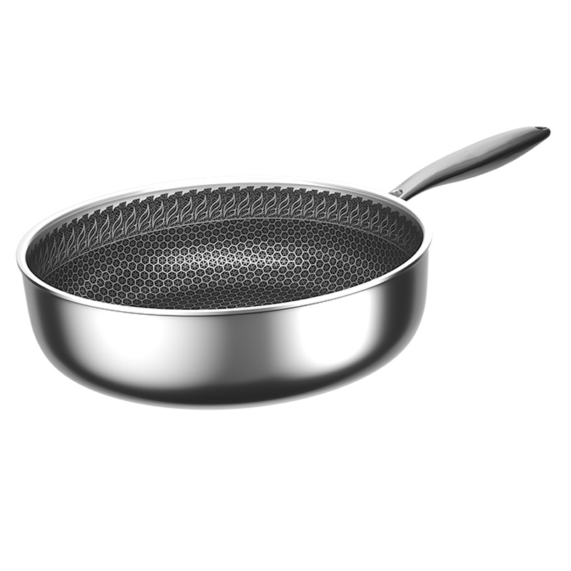 德国萨思特316不锈钢煎炒锅不锈钢防粘平底锅30cm煎锅不怕铲燃气电磁