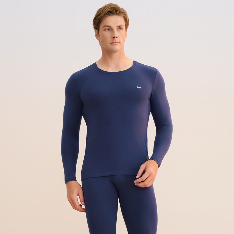 【轻燃衣】猫人女士超薄秋衣秋裤套装2025秋冬内穿打底衫 155g重 男-深海蓝 XXL【推荐140-160斤】