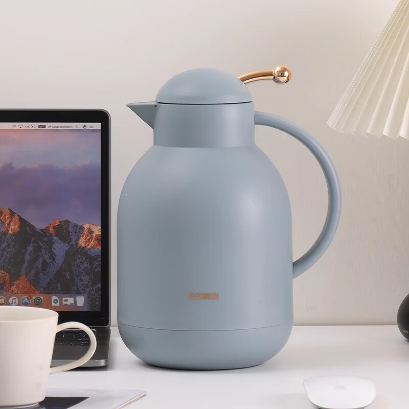 清水家用保温水壶新款热水瓶暖壶玻璃内胆开水瓶保温壶 1.5L 雾霾蓝 SM-1282-150