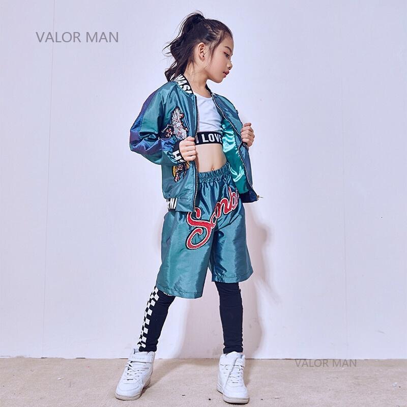 男童女童儿童嘻哈街舞爵士舞HIPHOP架子鼓刺绣演出服丝绸舞台装男款送男背心+打底裤