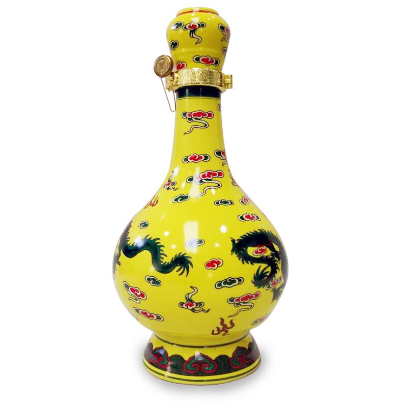 北京牛栏山二锅头黄龙经典黄瓷瓶52度500ml2瓶礼盒套装双瓶清香型纯粮