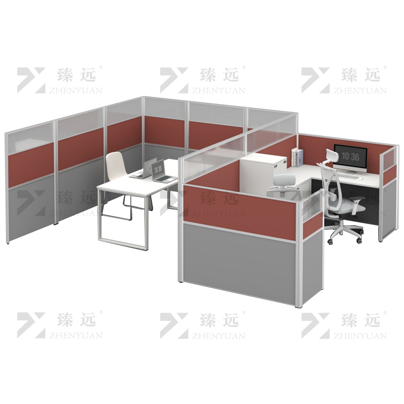 臻远 ZYGW-134屏风工作卡位职员桌主管经理办公桌组合含活动柜高清大图