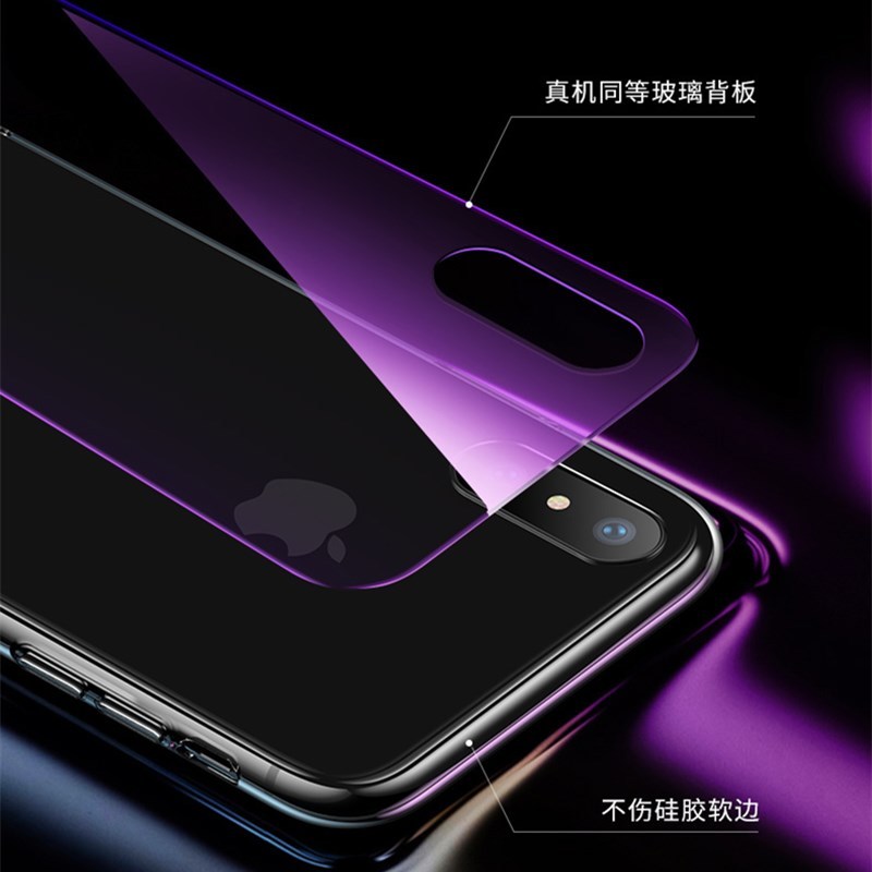 [送钢化膜两张]高铭宣苹果iphone11pro手机壳苹果xr潮牌高档钢化玻璃女苹果xsmax全包防摔渐变色玻璃手机套