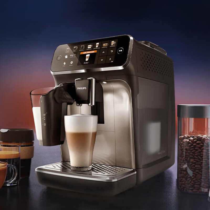 飞利浦(PHILIPS)全自动浓缩家用办公奶泡咖啡机EP5144/92黑银