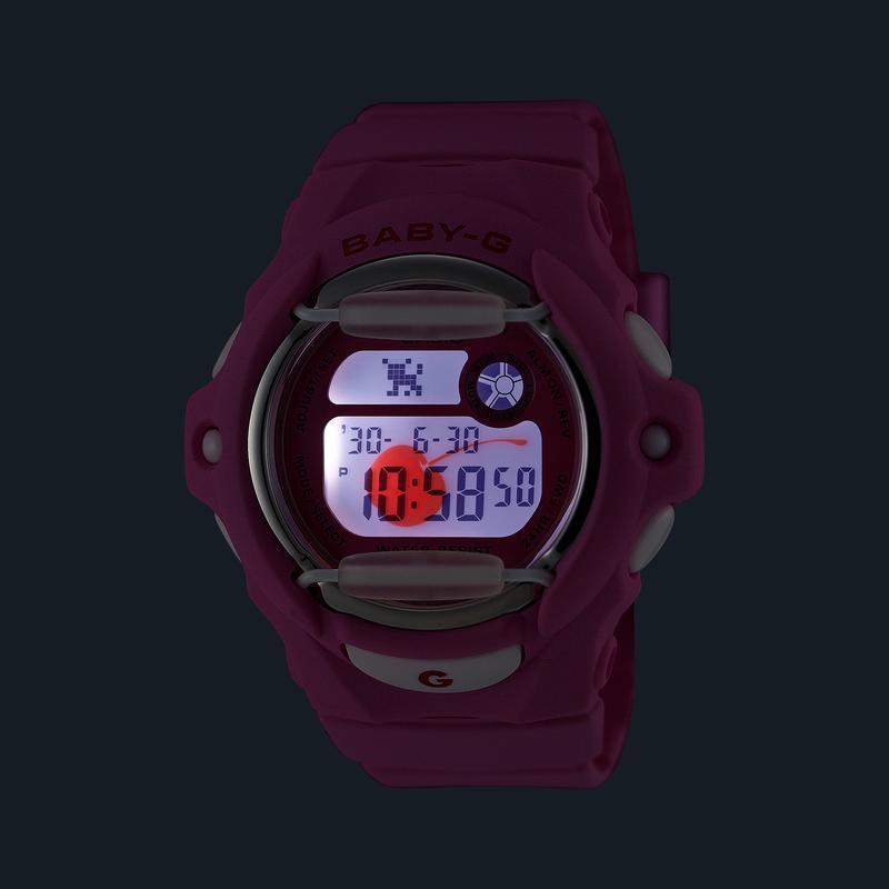CASIO 男士多彩石英防水运动手表樱桃红点缀