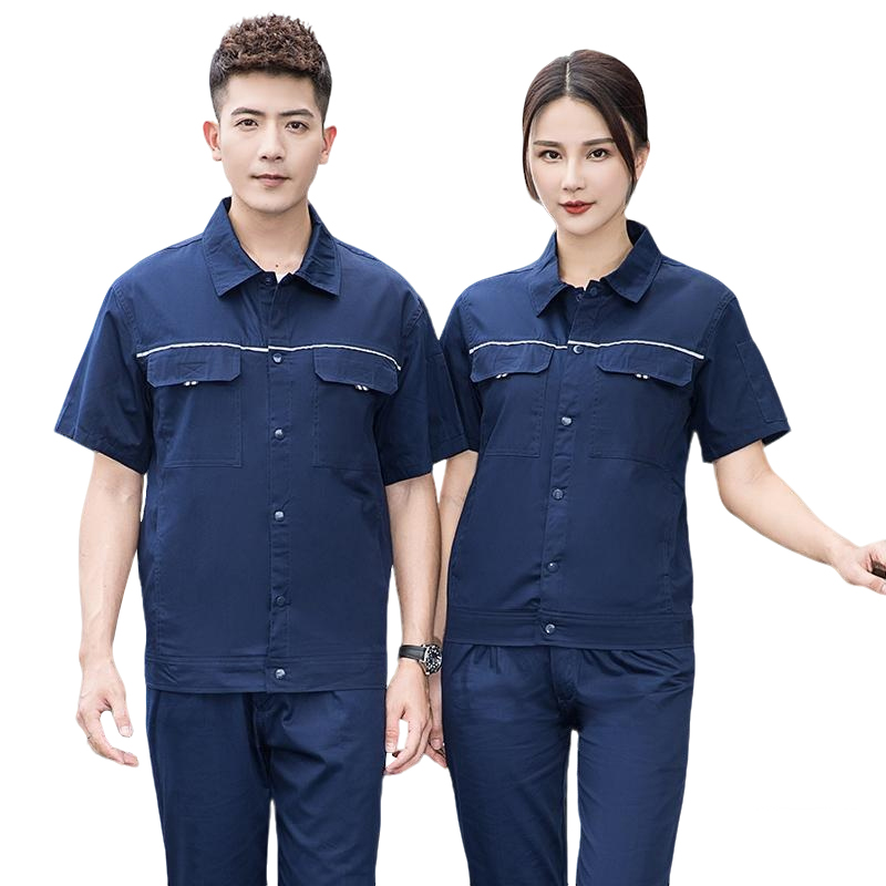 天鸣TMG902 夏季100%纯棉短袖工作服 劳保服 源头工厂 面料款式可定制 160-195 下单请备注尺码