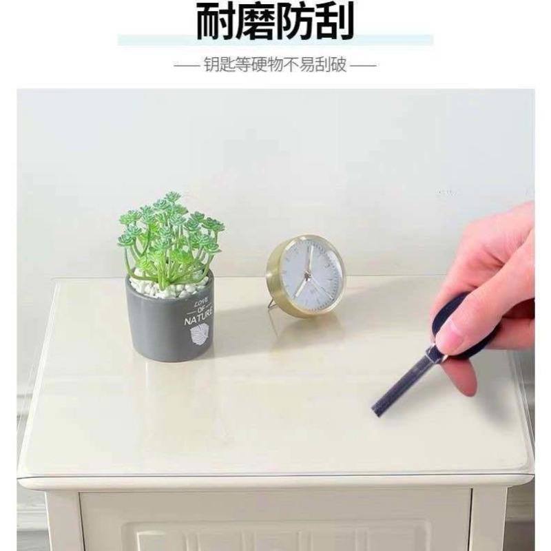 床头柜盖布垫子防水防烫防尘台布PVC软玻璃欧式五斗柜透明桌垫 纯色透明1.0(直角) 35*45cm