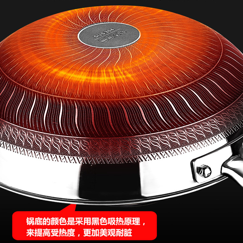 翰乐HL-C15 蜂宫尚品 双面屏不锈钢炒锅 不粘锅 起订6台,可组合)
