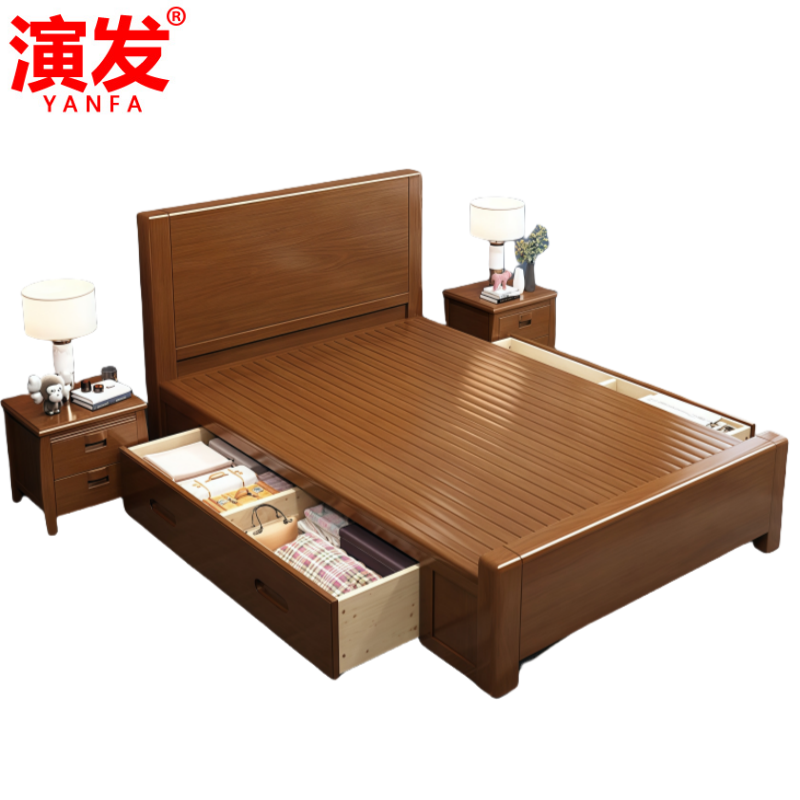 橡木床+床垫1.0*2.0米 张高清大图