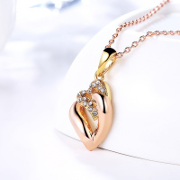 N573 Fashion Necklace玫瑰金心相印坠时尚镀彩金项链女韩版送女朋友七夕情人节礼物