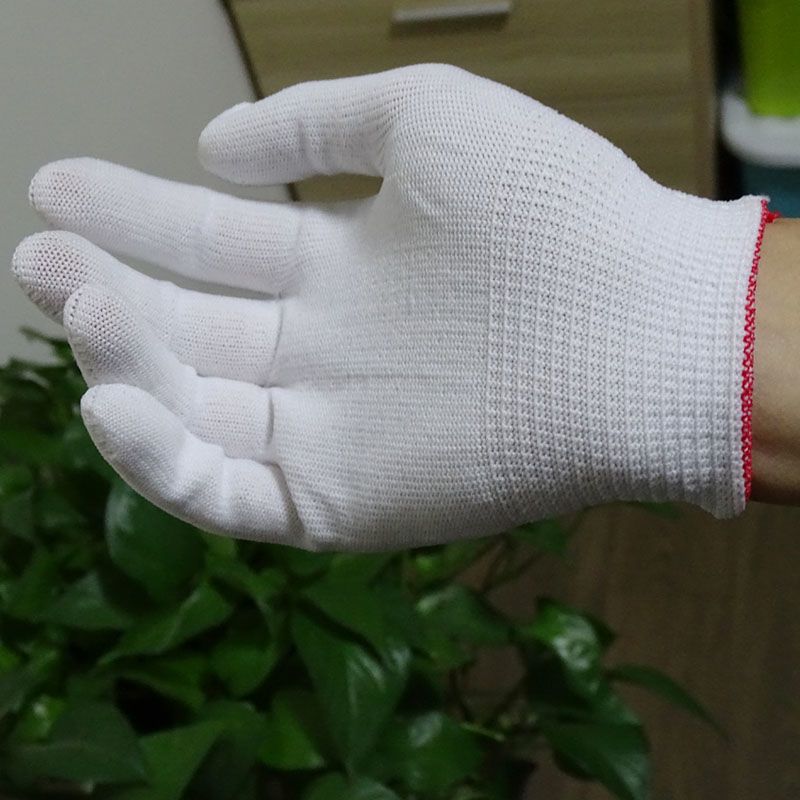 白色超薄尼龙手套薄款作业手套贴手工作纳米文玩手套劳保手套男女 薄款白色尼龙手套 5双