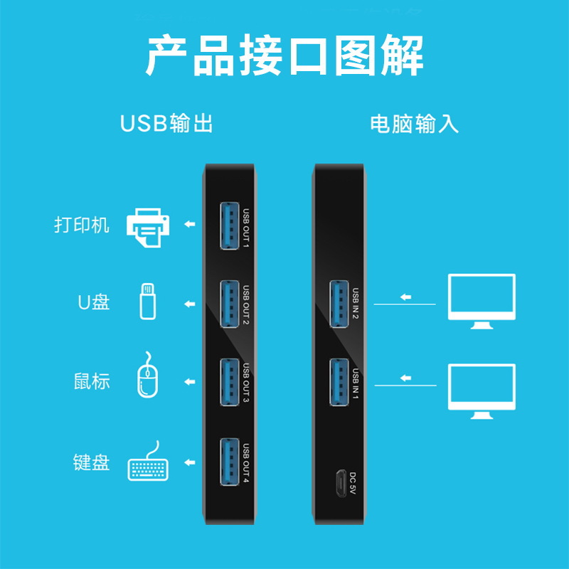杜克恩 DKE-QHQ-1001 打印机切换器(计价单位:个) 黑色高清大图