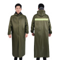 正亿达雨衣大褂加长款全身防暴雨连体户外成人外穿一体雨披 军绿单层【拉链】155cm总长 XXXL