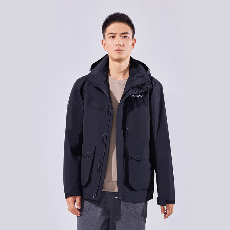 探路者 秋冬户外防风羽绒服 铁蓝灰-男XXL