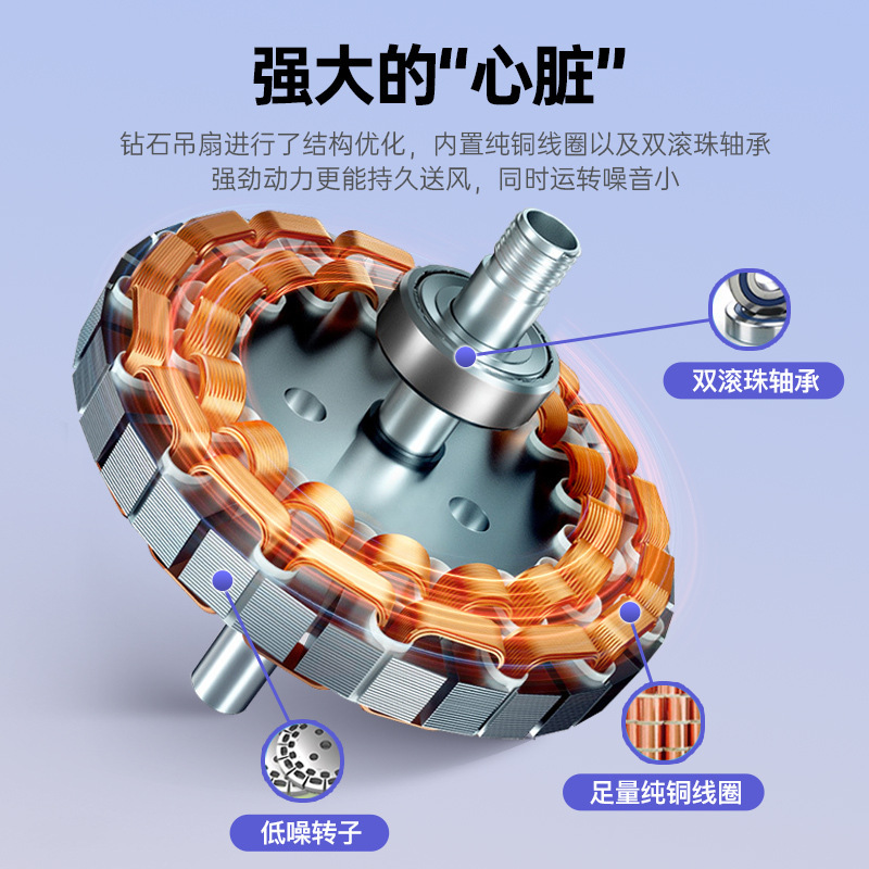 钻石牌黑色吊扇家用1400mm铁叶吊顶扇客厅扇用办公商用电风扇 56寸吊王黑-遥控款/配吊钩
