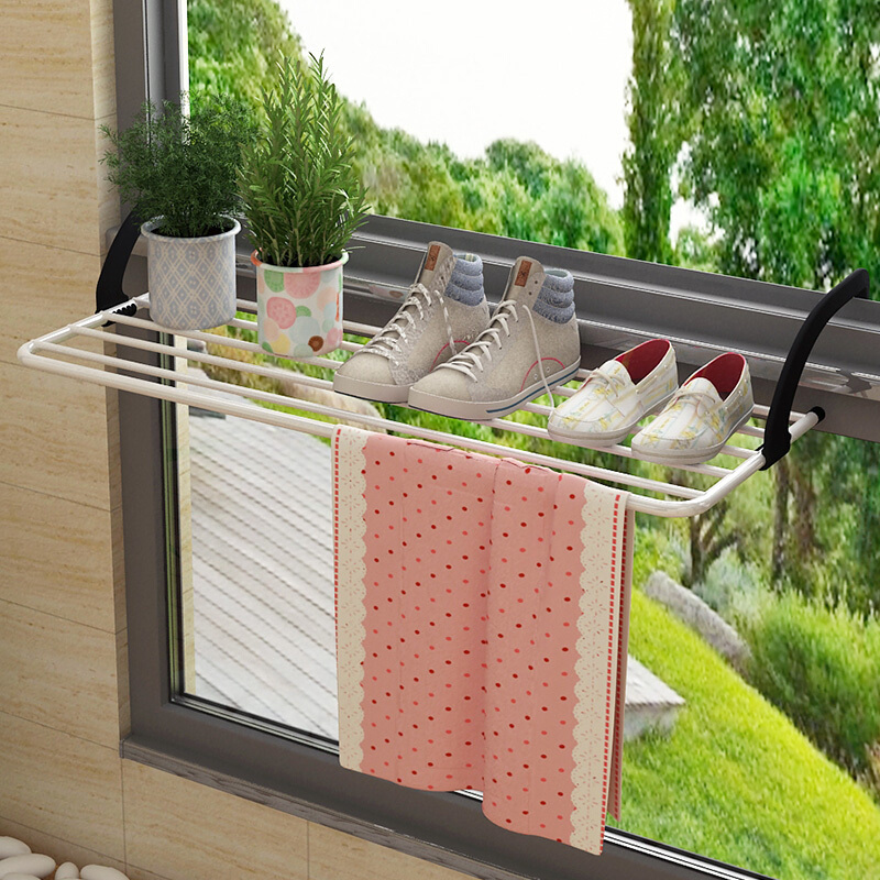 窗外栏杆挂式可折叠晒鞋架阳台窗户内外晾衣架毛巾架暖气片烘衣架