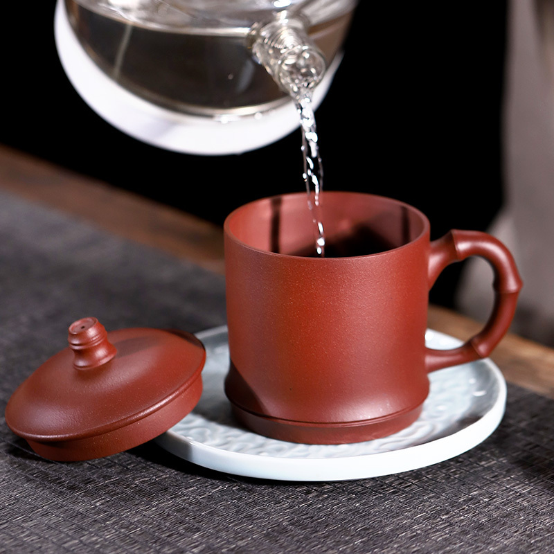 金镶玉 茶杯紫砂杯 高档名家纯手工泡茶办公杯礼品杯 名家许时娟节节高升杯