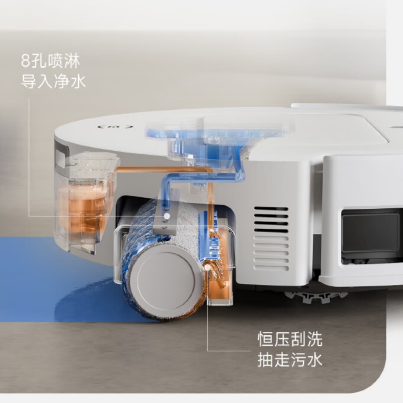 科沃斯(ECOVACS) T80 DEX68上下水版 扫地机器人 扫拖洗烘一体自动清洗恒压滚筒洗地机器人智能语音高清大图