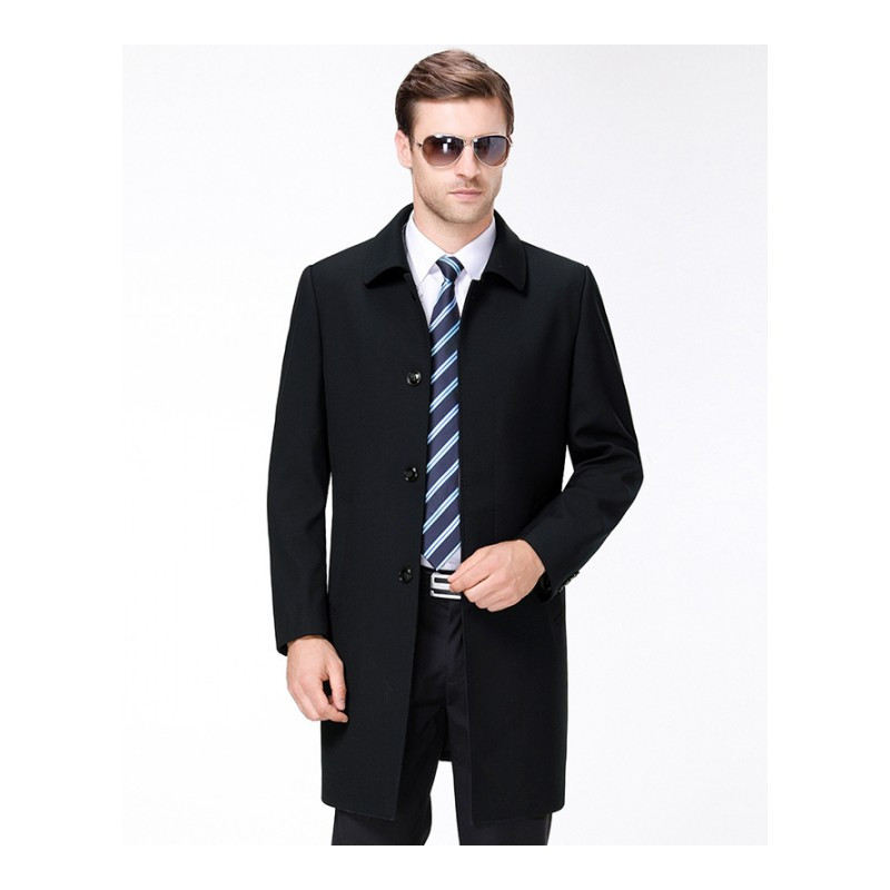 【免费试穿，退换无忧】秋冬新款风衣男中长款翻领长外套商务休闲防风男披风帅气男装外套品牌官方 185/96A 如图