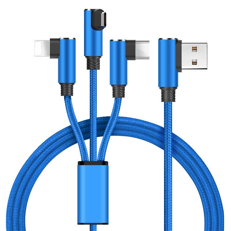 双弯头数据线三合一充电线一拖三手机车载多头快充适线用图片