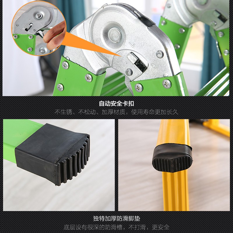 加厚人字梯两用梯子折叠家用直梯多功能工程梯伸缩爬梯阁楼梯 三维工匠 特厚方管2米—4米(送配件)家用梯