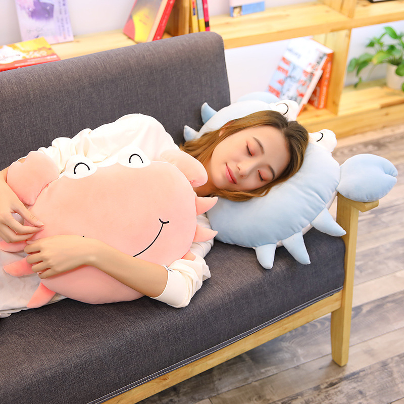 蓝色45cm大闸蟹螃蟹可爱抱枕午睡枕头沙发抱枕靠垫卡通儿童卧室睡觉