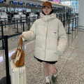 2024冬季韩版羽绒棉服棉袄时尚百搭连帽宽松加厚新款棉衣学生外套 XL 白色
