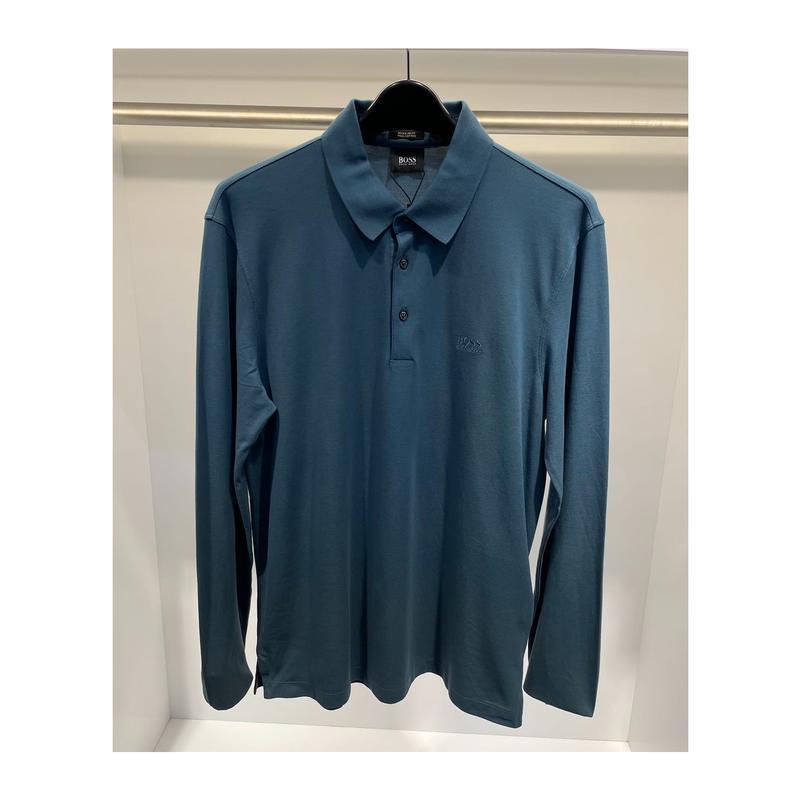 雨果博斯(HUGO BOSS)徽标长袖Polo衫男士休闲透气舒适棉质T恤