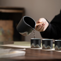 苏氏陶瓷(SUSHI CERAMICS)手绘釉画彩千里江山侧把茶壶功夫茶具礼盒套组中国风文创系列